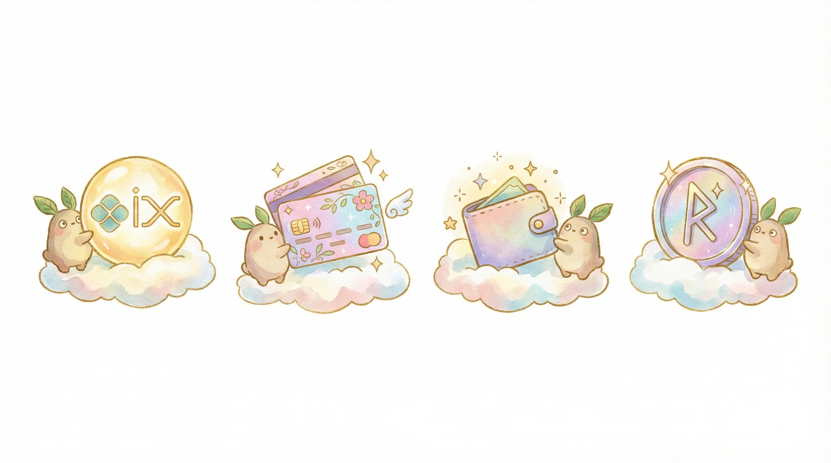 Ícones de métodos de pagamento mágicos com PIX, cartões e criptomoedas